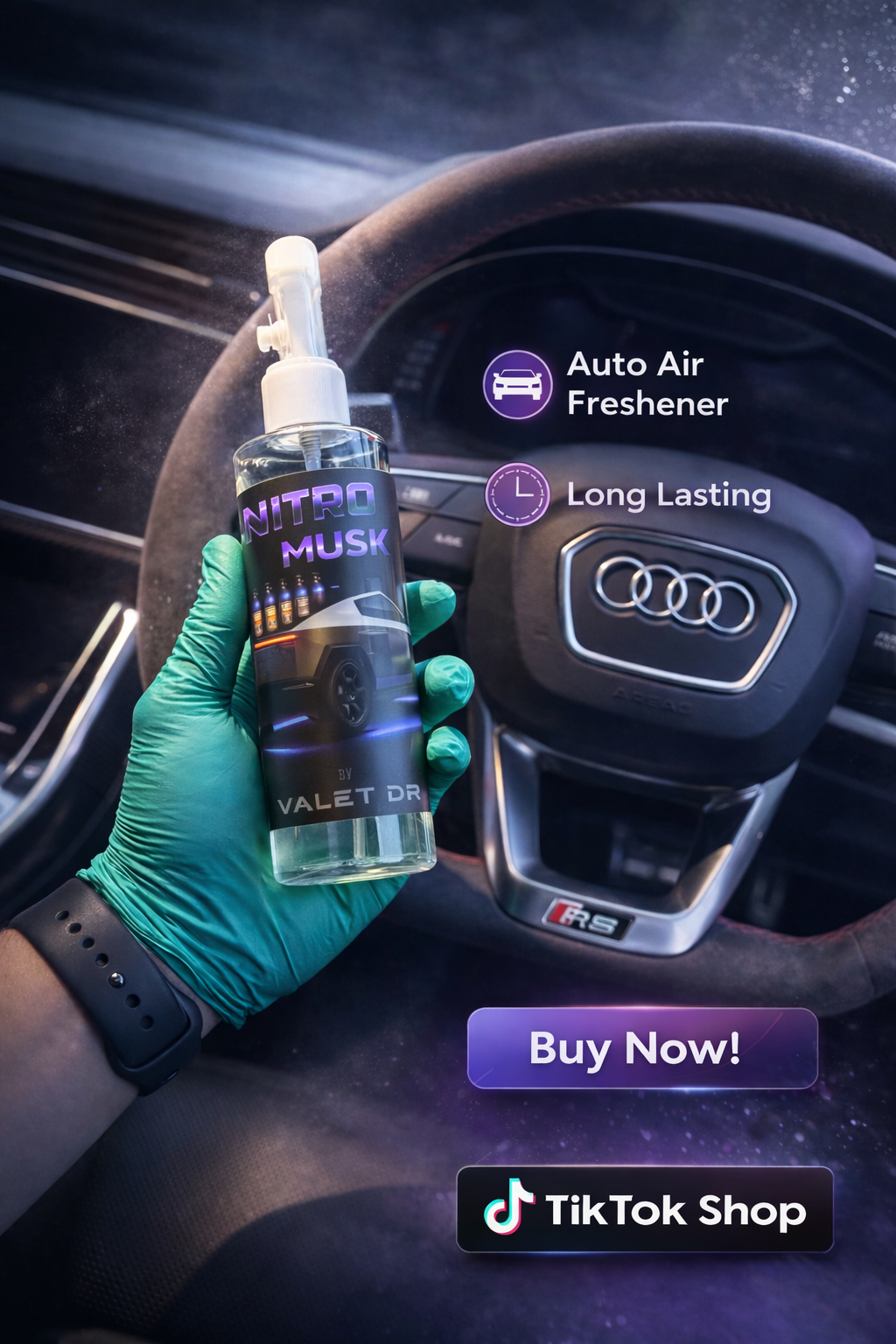 Valet DR – Nitro Musk Car & Room Air Freshener Spray | Bold Musk Scent | Long-Lasting Odour Eliminator | 200ml